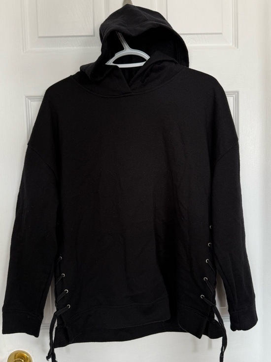 Streetwear Society Sweaters - Streetwear Society Black Crewneck Hoodie with Side Lace-Up